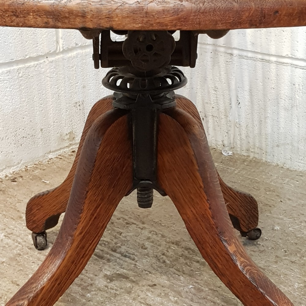 ANTIQUE EDWARDIAN OAK SWIVEL DESK CHAIR C1900 View V