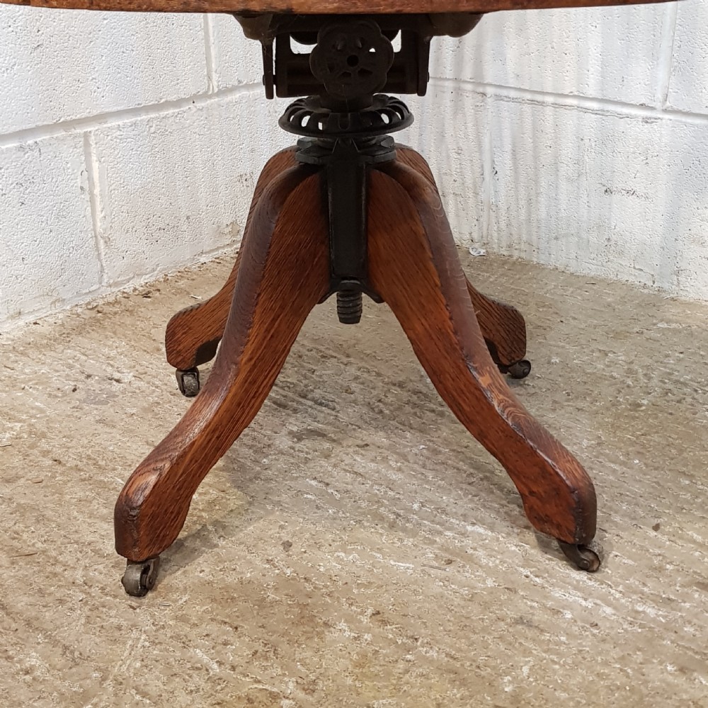 ANTIQUE EDWARDIAN OAK SWIVEL DESK CHAIR C1900 View VI