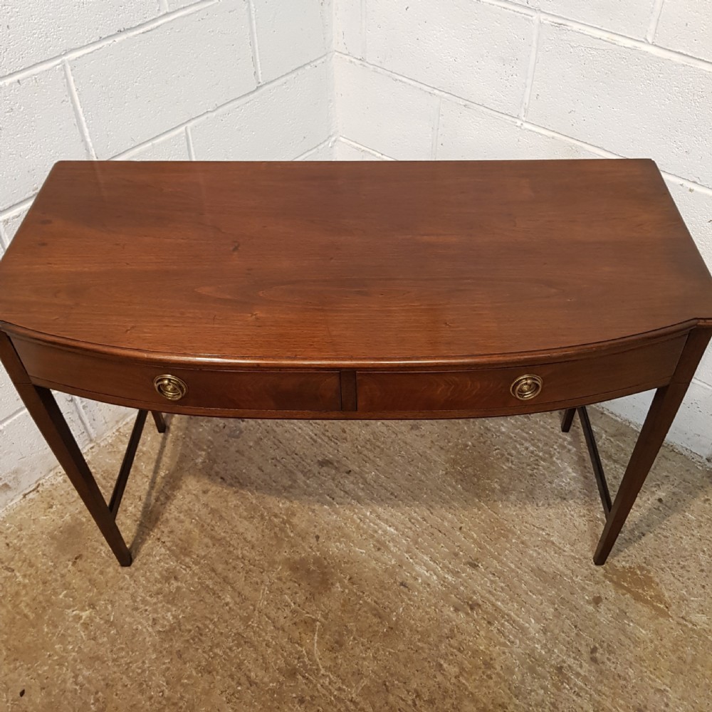 ANTIQUE EDWARDIAN MAHOGANY BOW FRONT SIDE TABLE C1900 View VI