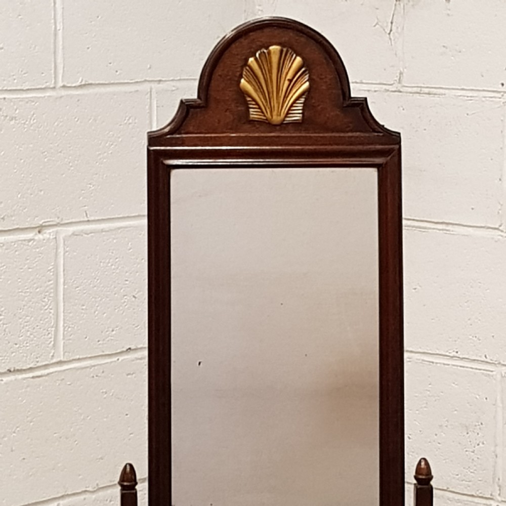 ANTIQUE ART DECO MAHOGANY CHEVAL MIRROR C1920 View II