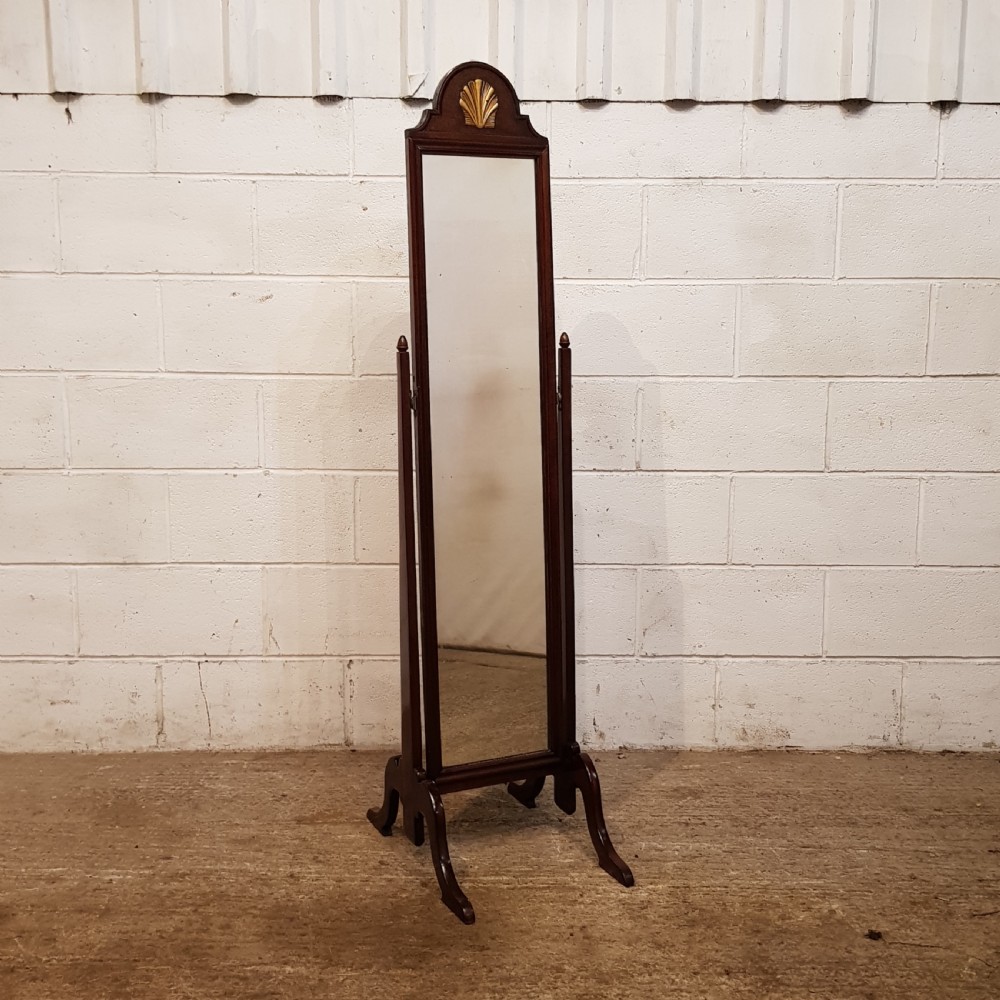 ANTIQUE ART DECO MAHOGANY CHEVAL MIRROR C1920 View III