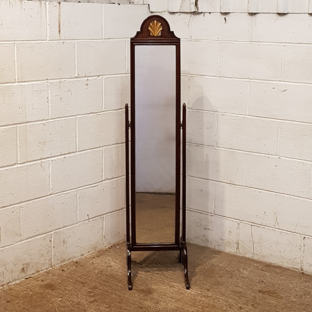 ANTIQUE ART DECO MAHOGANY CHEVAL MIRROR C1920 View IV