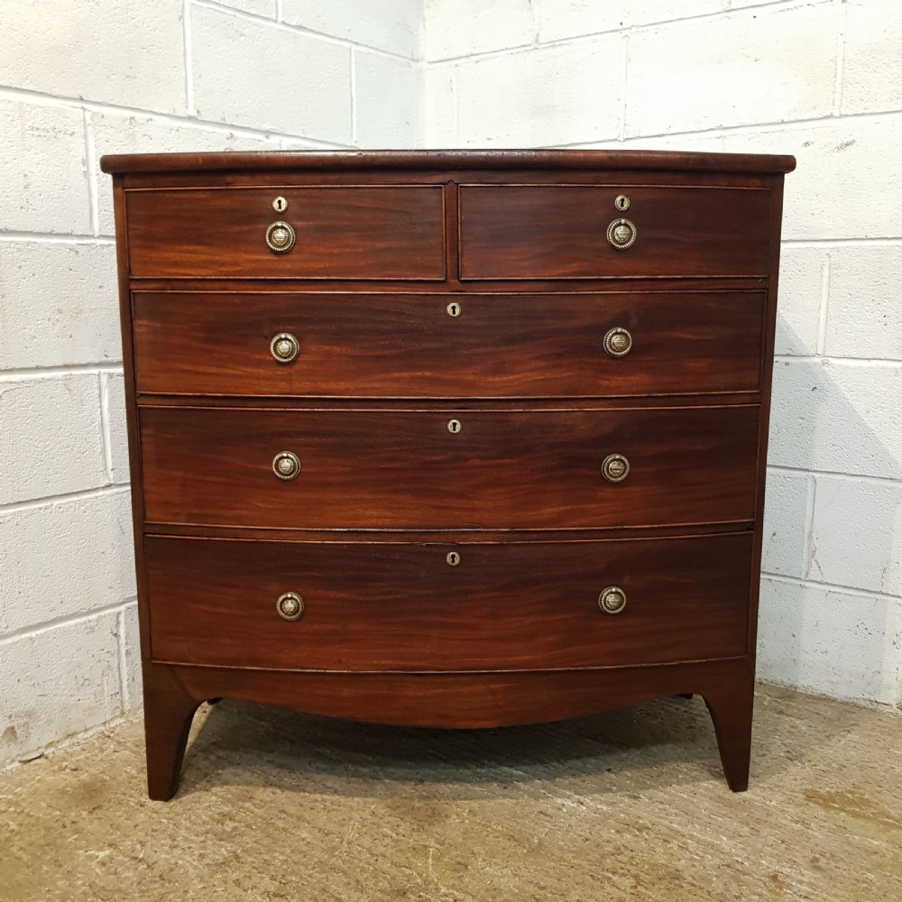 ANTIQUE REGENCY MAHOGANY BOW FRONT CHEST OF DRAWERS C1820 View II