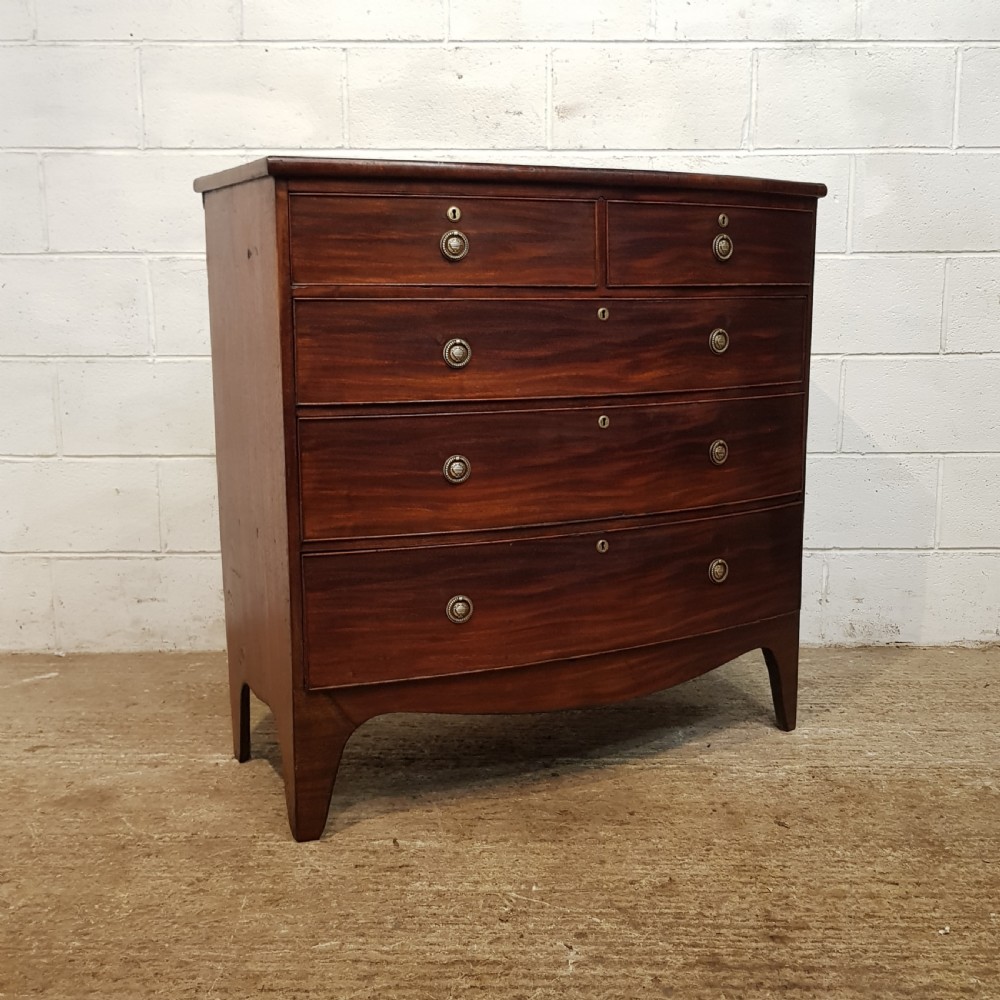 ANTIQUE REGENCY MAHOGANY BOW FRONT CHEST OF DRAWERS C1820 View III