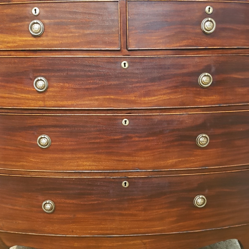 ANTIQUE REGENCY MAHOGANY BOW FRONT CHEST OF DRAWERS C1820 View IV