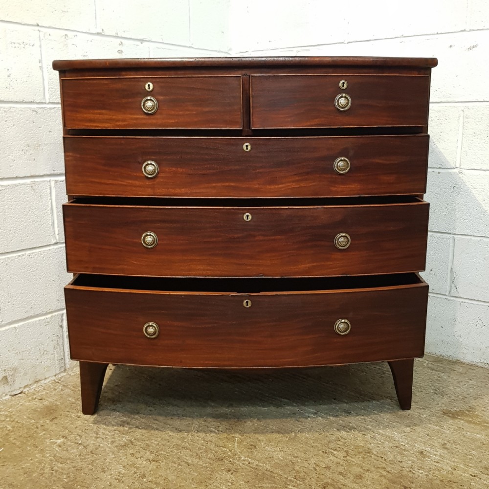 ANTIQUE REGENCY MAHOGANY BOW FRONT CHEST OF DRAWERS C1820 View V