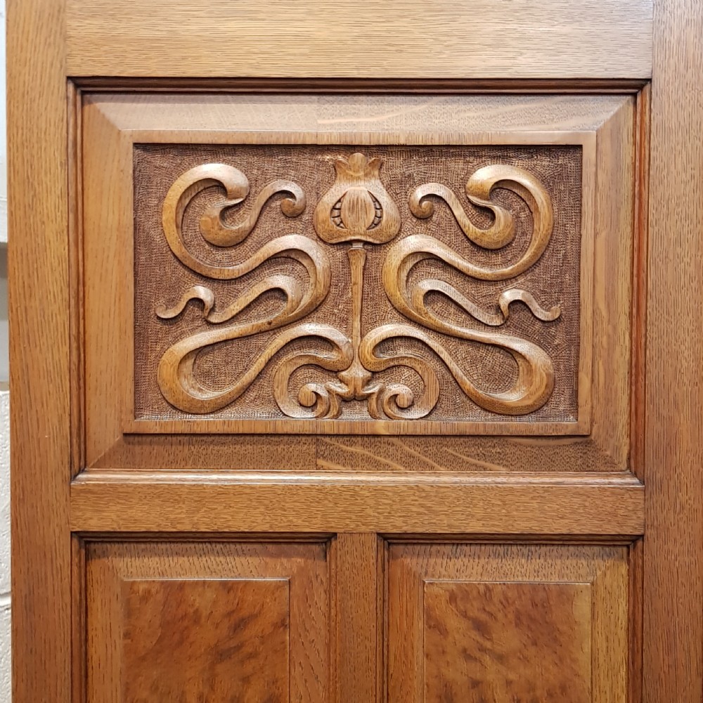 ANTIQUE ARTS & CRAFTS LIGHT OAK DOUBLE WARDROBE C1900 View III