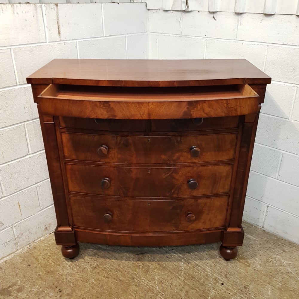 ANTIQUE VICTORIAN MAHOGANY BOW FRONT SCOTCH CHEST OF DRAWERS C1870 View II