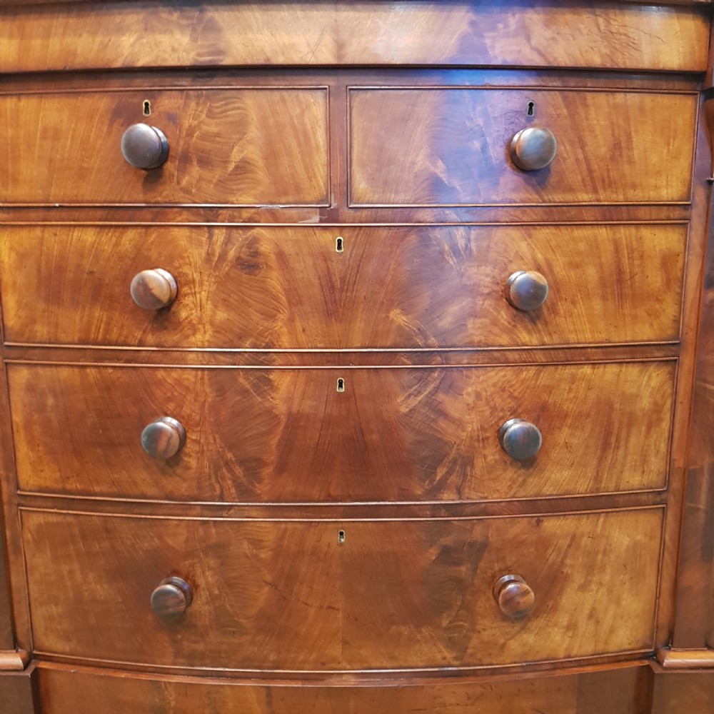 ANTIQUE VICTORIAN MAHOGANY BOW FRONT SCOTCH CHEST OF DRAWERS C1870 View III