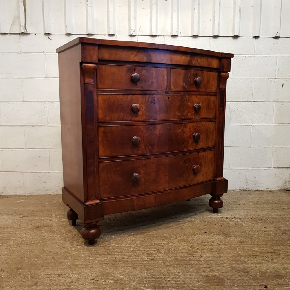 ANTIQUE VICTORIAN MAHOGANY BOW FRONT SCOTCH CHEST OF DRAWERS C1870 View IV
