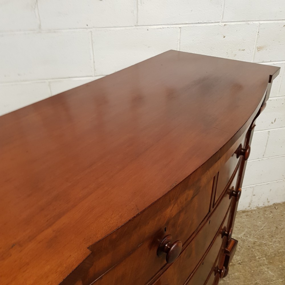 ANTIQUE VICTORIAN MAHOGANY BOW FRONT SCOTCH CHEST OF DRAWERS C1870 View VI