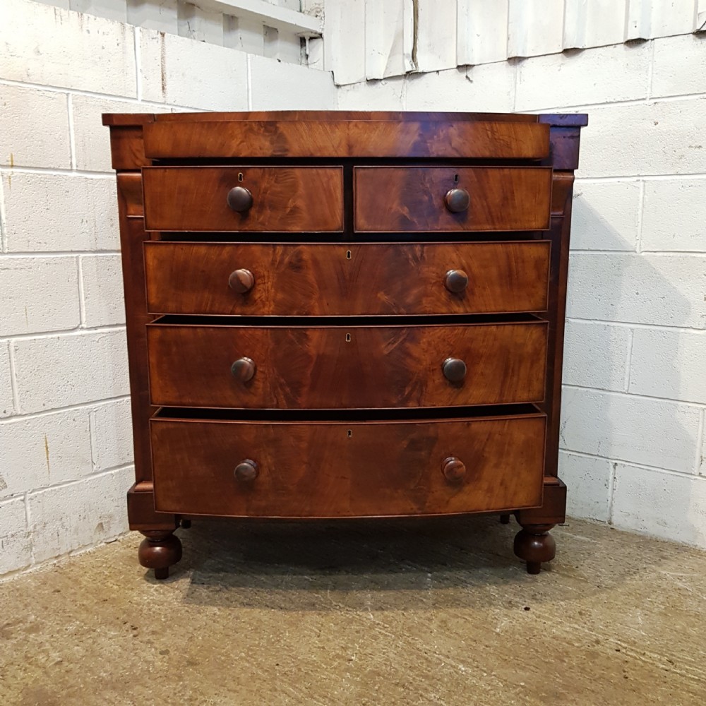 ANTIQUE VICTORIAN MAHOGANY BOW FRONT SCOTCH CHEST OF DRAWERS C1870 View VII