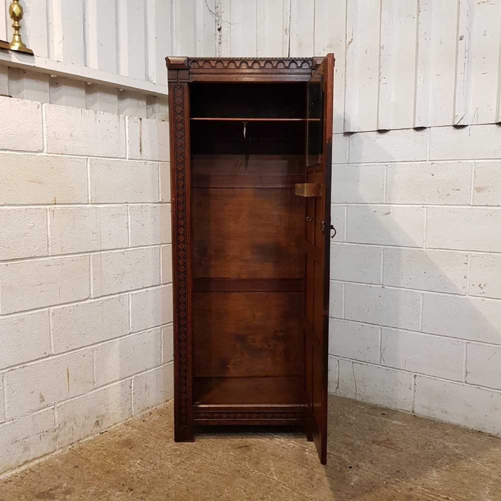 ANTIQUE CARVED OAK HALL WARDROBE C1920 View II