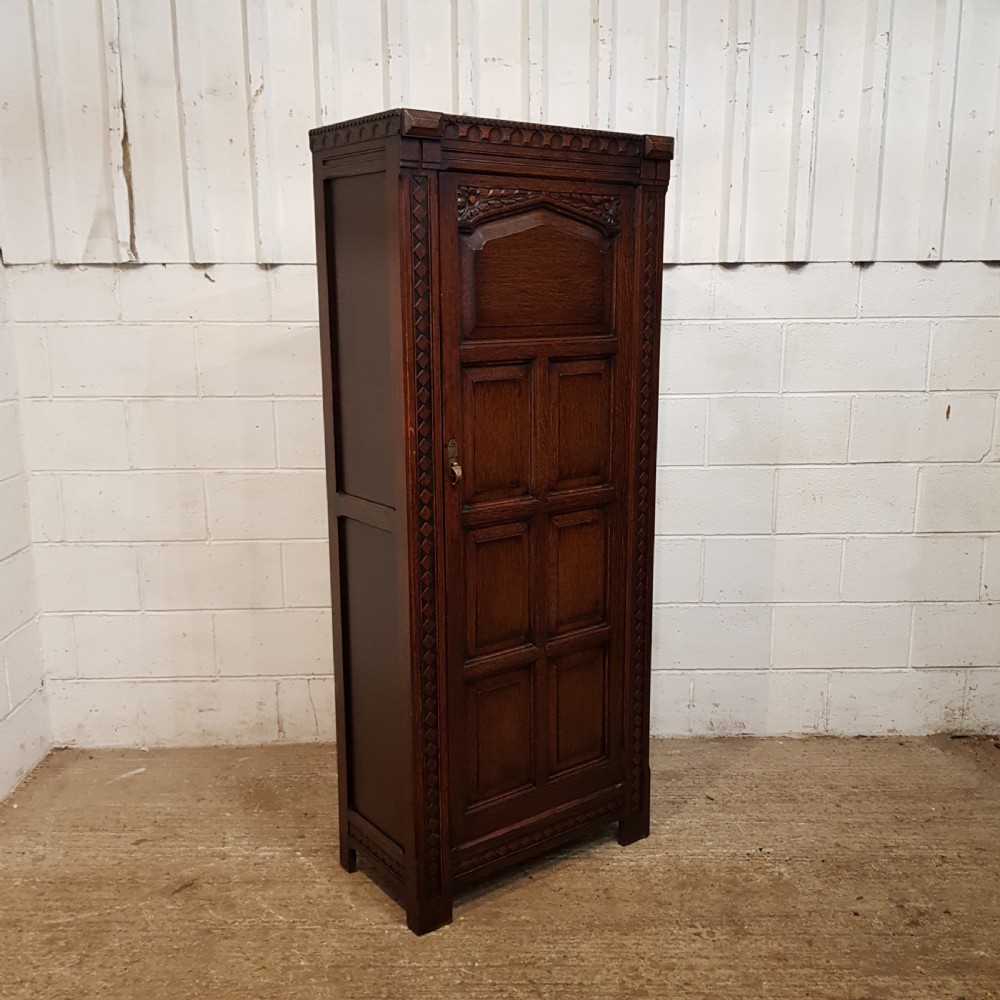 ANTIQUE CARVED OAK HALL WARDROBE C1920 View IV