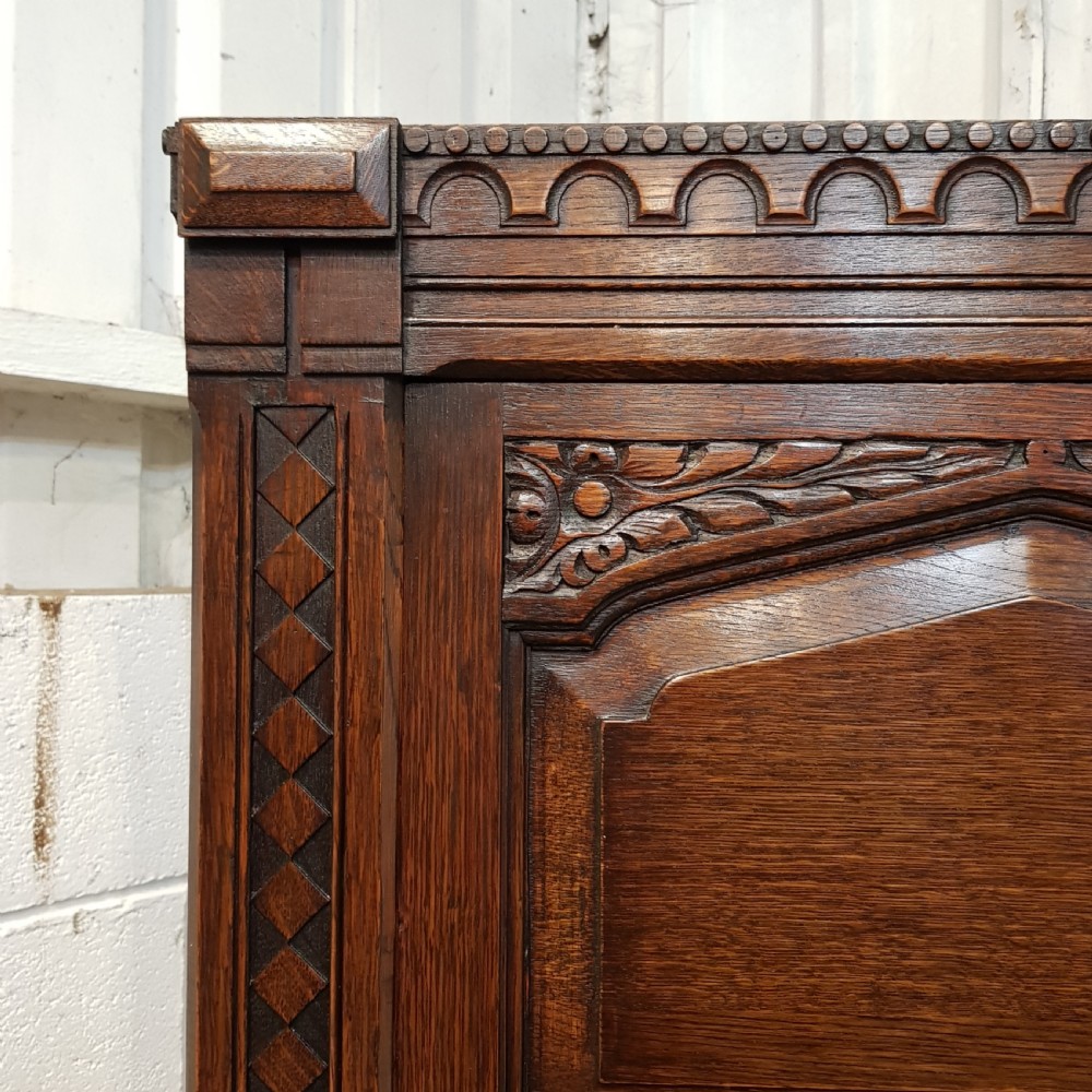ANTIQUE CARVED OAK HALL WARDROBE C1920 View VII
