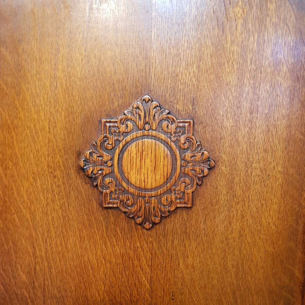 ANTIQUE CARVED OAK CORNER WARDROBE C1920 View V