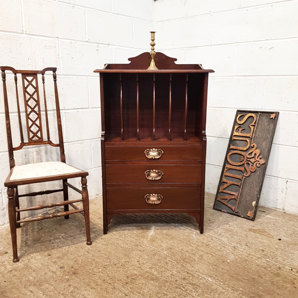 ANTIQUE MAHOGANY ART NOUVEAU MUSIC CABINET C1890