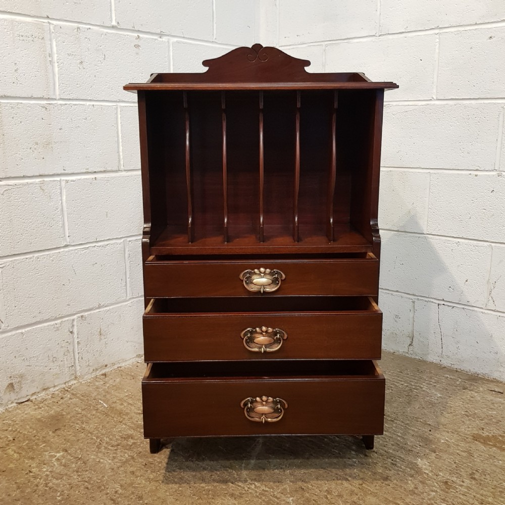 ANTIQUE MAHOGANY ART NOUVEAU MUSIC CABINET C1890 View II