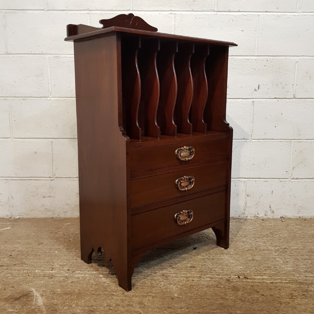 ANTIQUE MAHOGANY ART NOUVEAU MUSIC CABINET C1890 View III