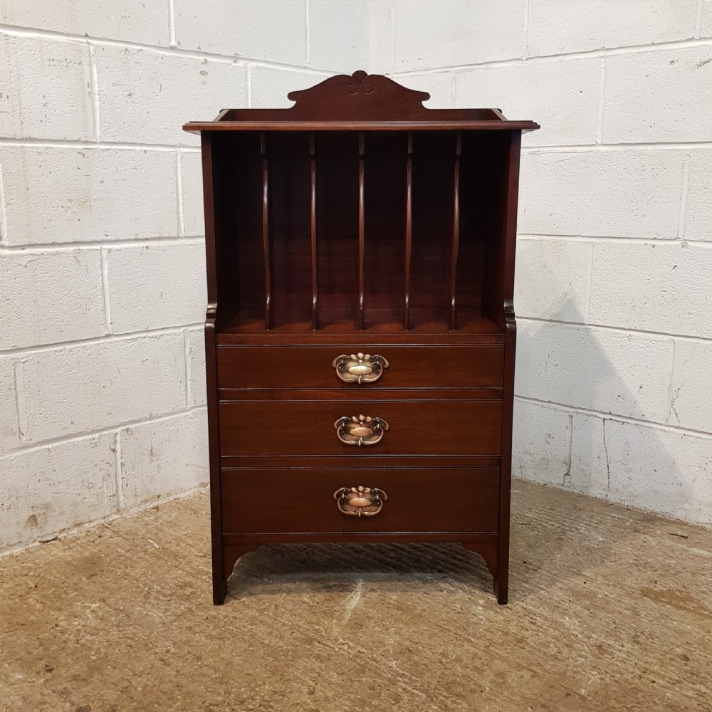 ANTIQUE MAHOGANY ART NOUVEAU MUSIC CABINET C1890 View VI