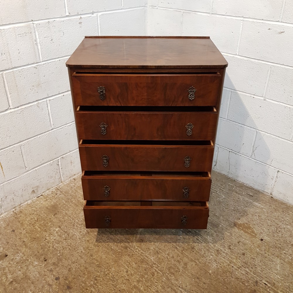 ANTIQUE BURR WALNUT CHEST OF DRAWERS  c1920 View III