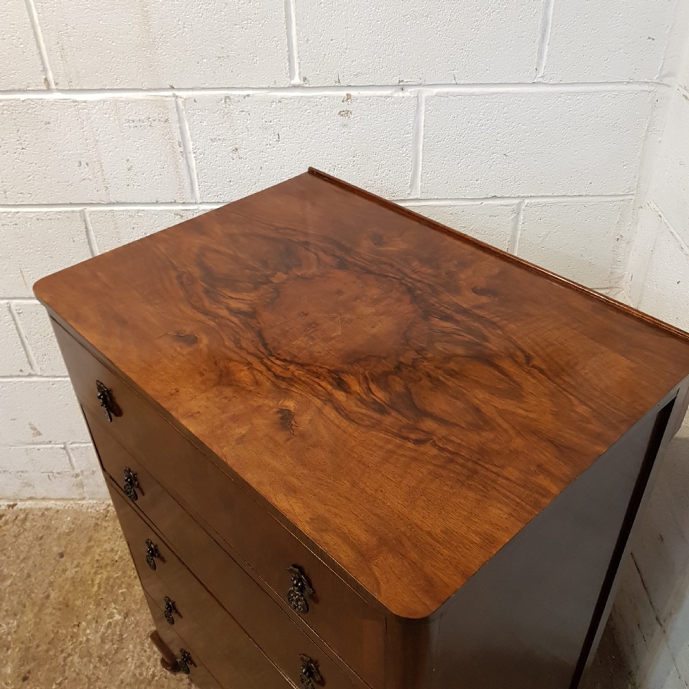 ANTIQUE BURR WALNUT CHEST OF DRAWERS  c1920 View IV