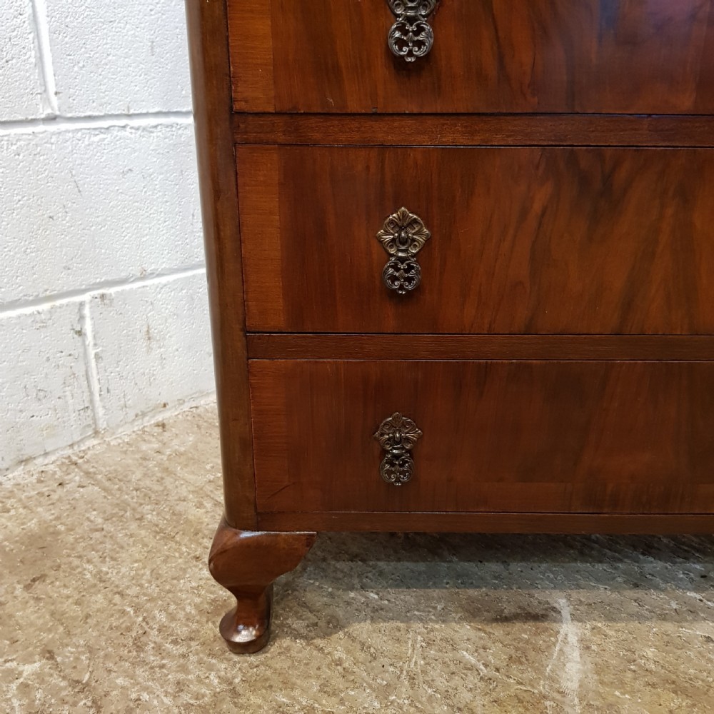 ANTIQUE BURR WALNUT CHEST OF DRAWERS  c1920 View VII