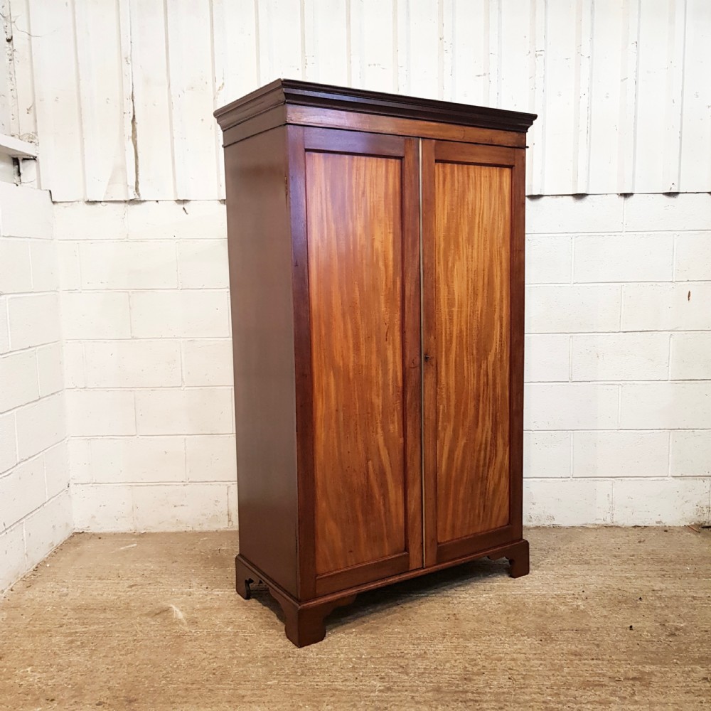 ANTIQUE SMALL REGENCY MAHOGANY DOUBLE WARDROBE C1820 View V