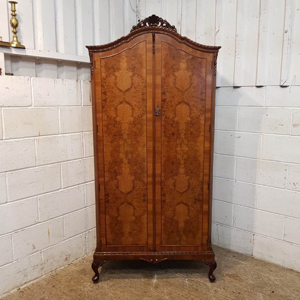 ANTIQUE BURR WALNUT FITTED WARDROBE ARMOIRE C1920 View III