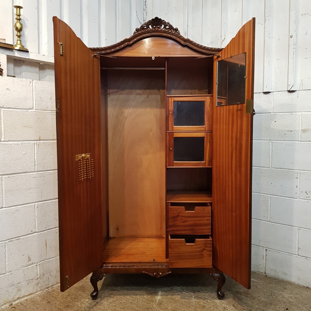 ANTIQUE BURR WALNUT FITTED WARDROBE ARMOIRE C1920 View V