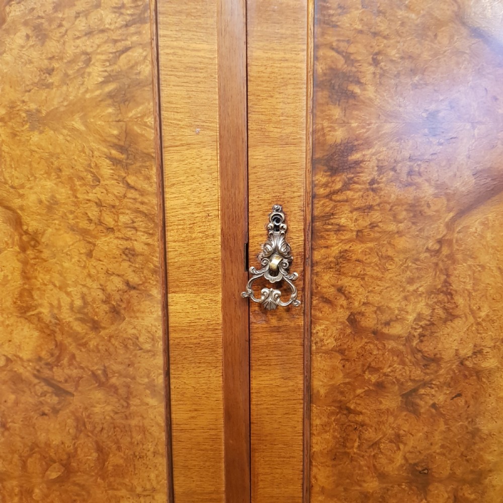 ANTIQUE BURR WALNUT FITTED WARDROBE ARMOIRE C1920 View VI