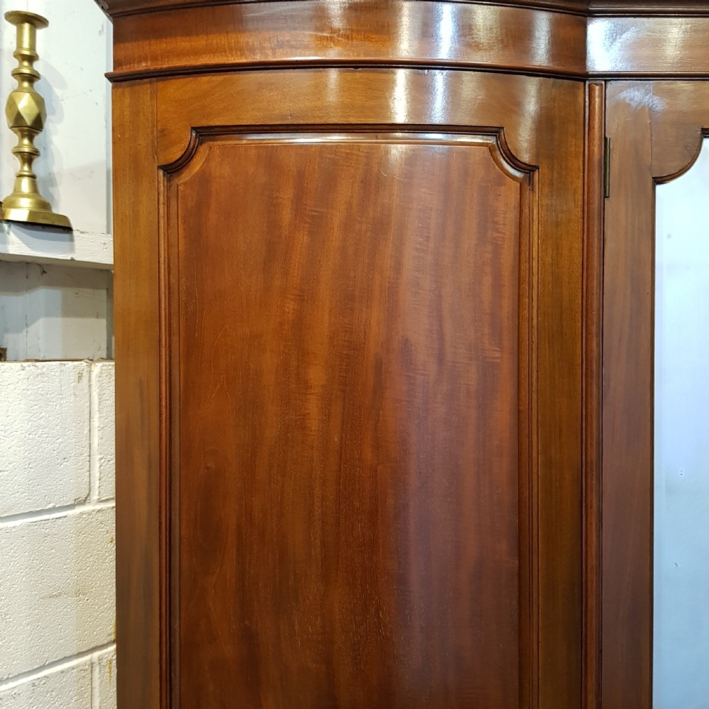 ANTIQUE EDWARDIAN MAHOGANY BOW FRONT TRIPLE WARDROBE C1900 View II