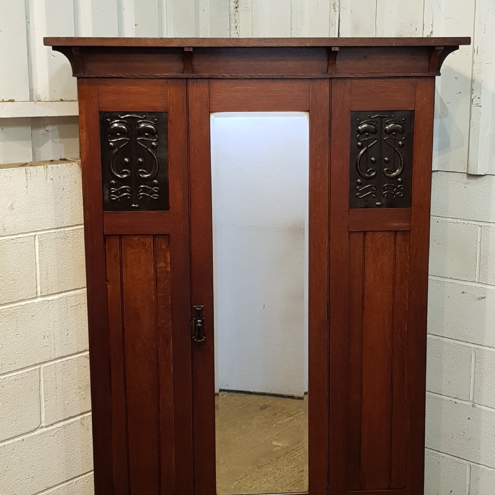 ANTIQUE ART NOUVEAU OAK SINGLE WARDROBE C1890 View VI