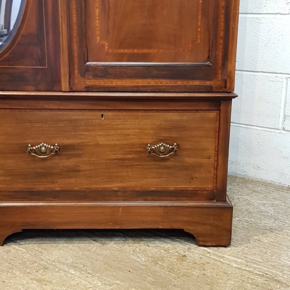 ANTIQUE EDWARDIAN MAHOGANY INLAID DOUBLE WARDROBE C1900 View VI