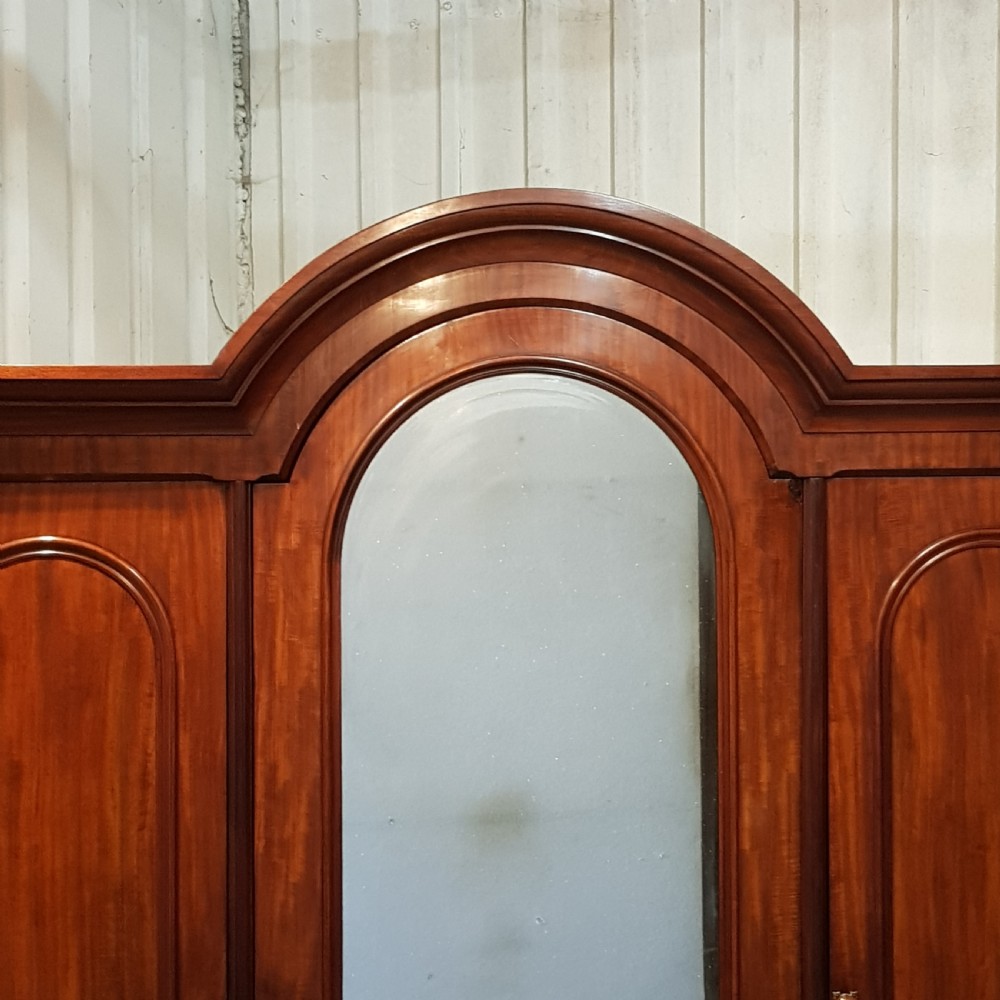 ANTIQUE VICTORIAN MAHOGANY ARCHED TOP TRIPLE WARDROBE C1880 View V