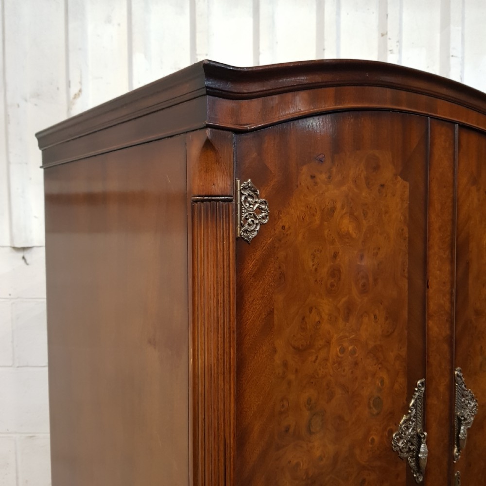 ANTIQUE BURR WALNUT SMALL FITTED WARDROBE C1920 View IV
