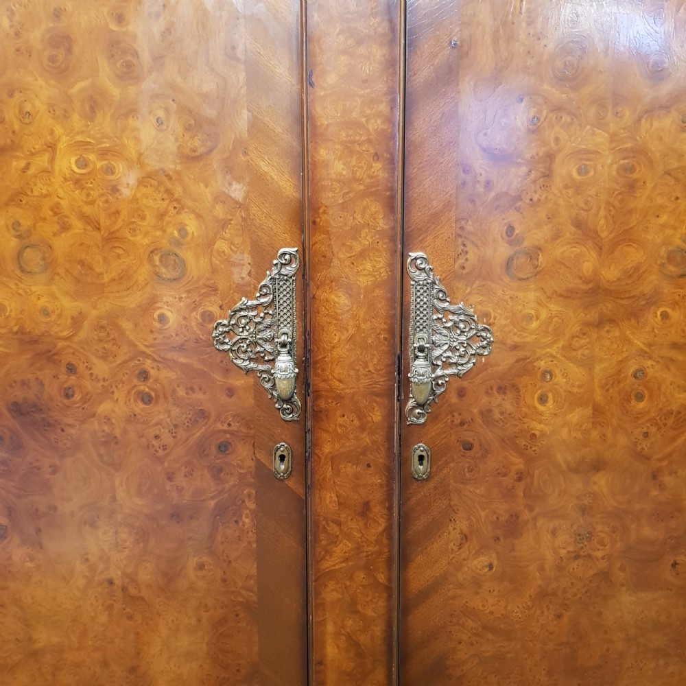 ANTIQUE BURR WALNUT SMALL FITTED WARDROBE C1920 View V