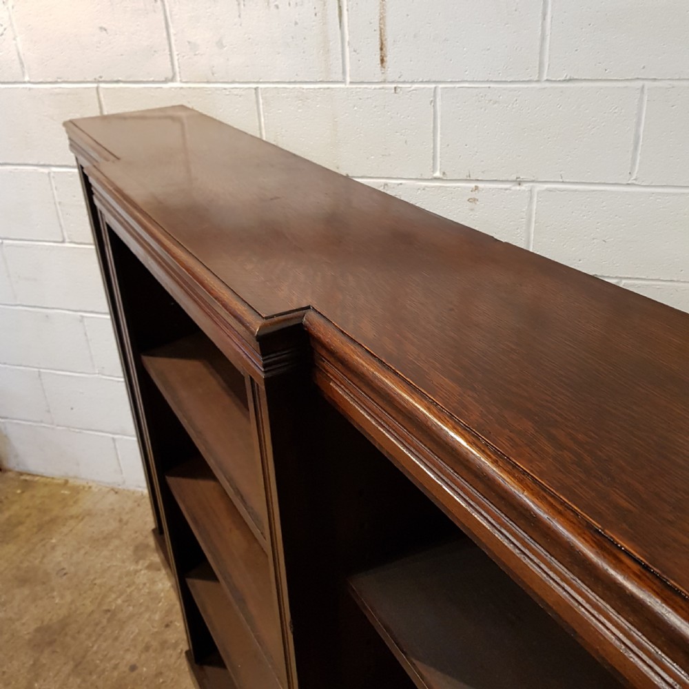 ANTIQUE LATE VICTORIAN OAK BREAKFRONT OPEN BOOKCASE C1890 View VI
