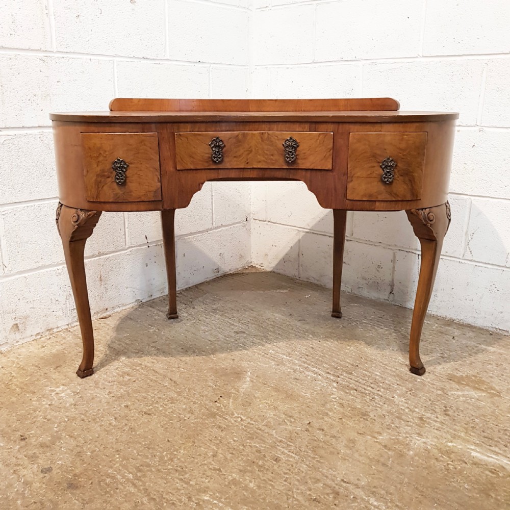 ANTIQUE BURR WALNUT KIDNEY SHAPED DRESSING TABLE C1920 View III