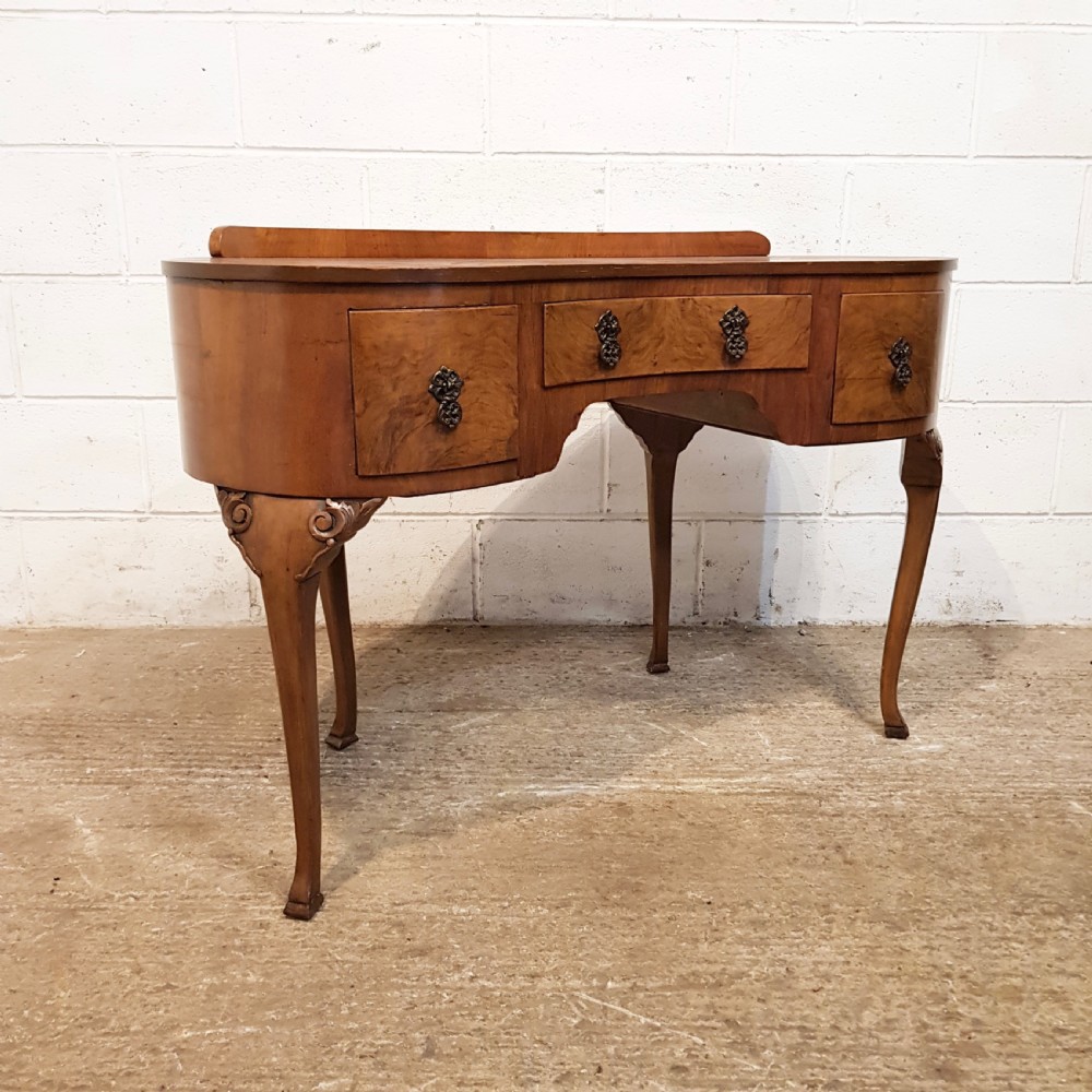 ANTIQUE BURR WALNUT KIDNEY SHAPED DRESSING TABLE C1920 View IV