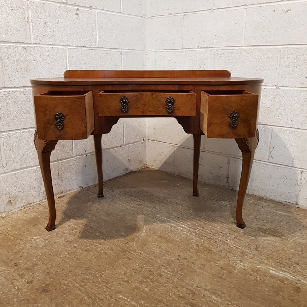ANTIQUE BURR WALNUT KIDNEY SHAPED DRESSING TABLE C1920 View V