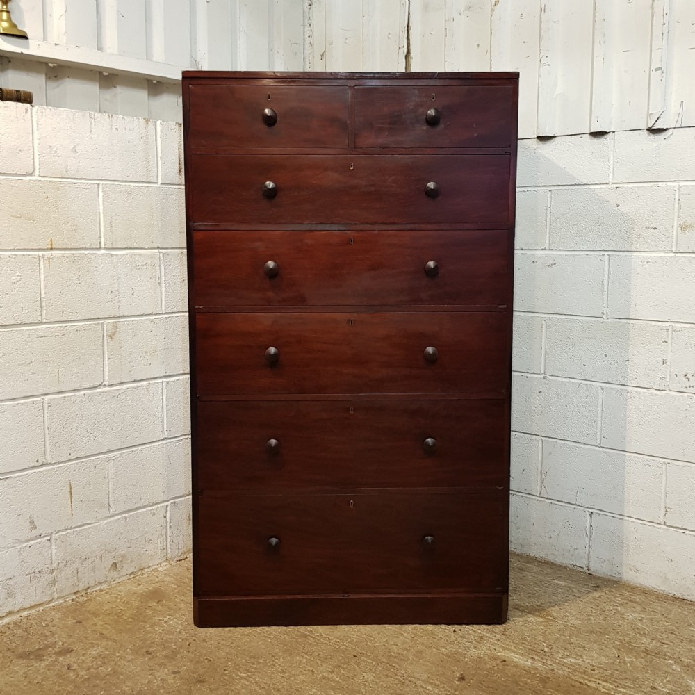 ANTIQUE EARLY VICTORIAN  TALL MAHOGANY ALCOVE CHEST OF DRAWERS BY WILKINSON LONDON C1845 View III