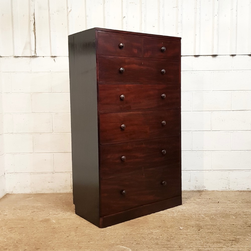 ANTIQUE EARLY VICTORIAN  TALL MAHOGANY ALCOVE CHEST OF DRAWERS BY WILKINSON LONDON C1845 View V