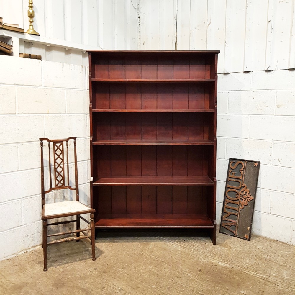 ANTIQUE EDWARDIAN MAHOGANY OPEN WATERFALL BOOKCASE C1900