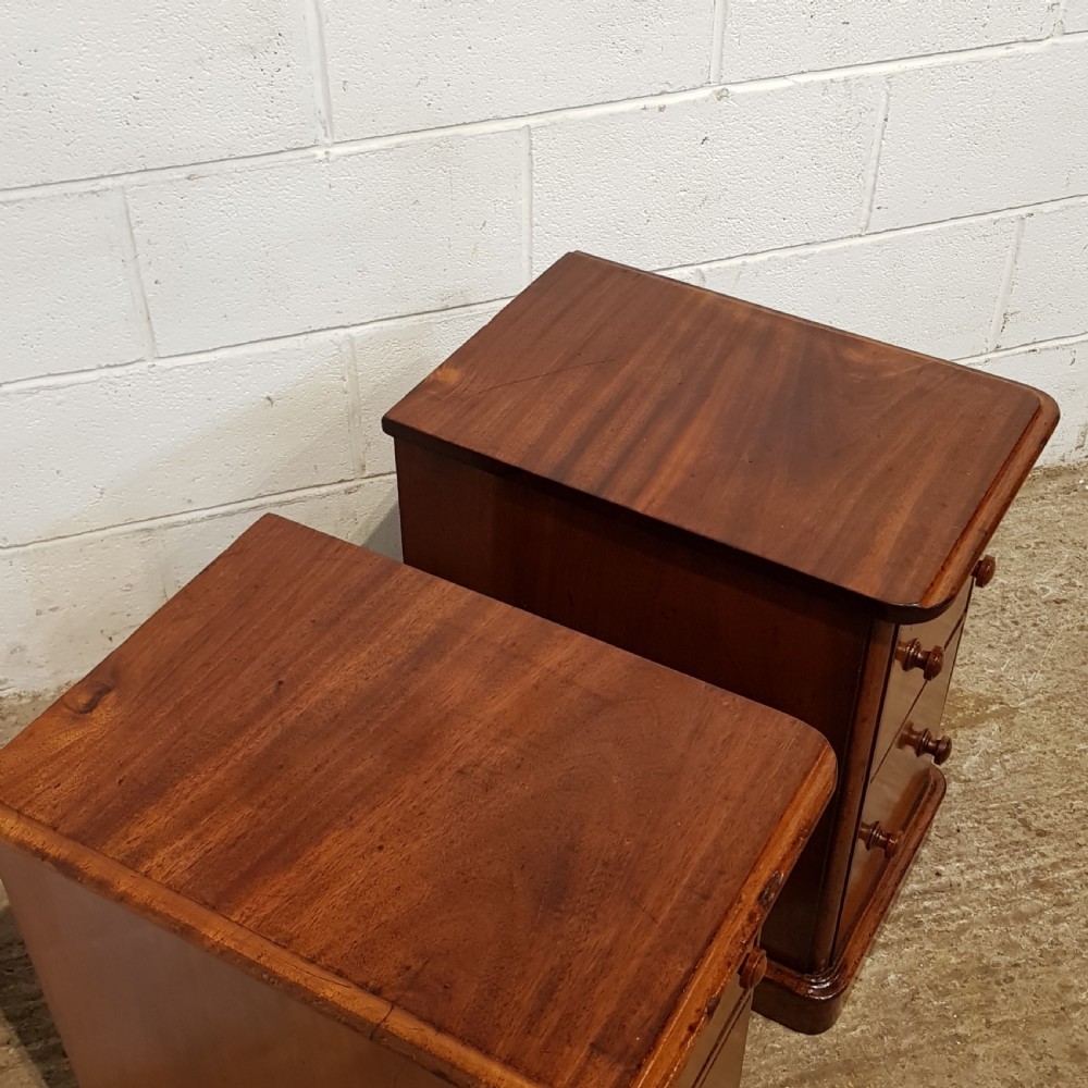 ANTIQUE PAIR VICTORIAN MAHOGANY BEDSIDE CHESTS OF DRAWERS C1880 View IV