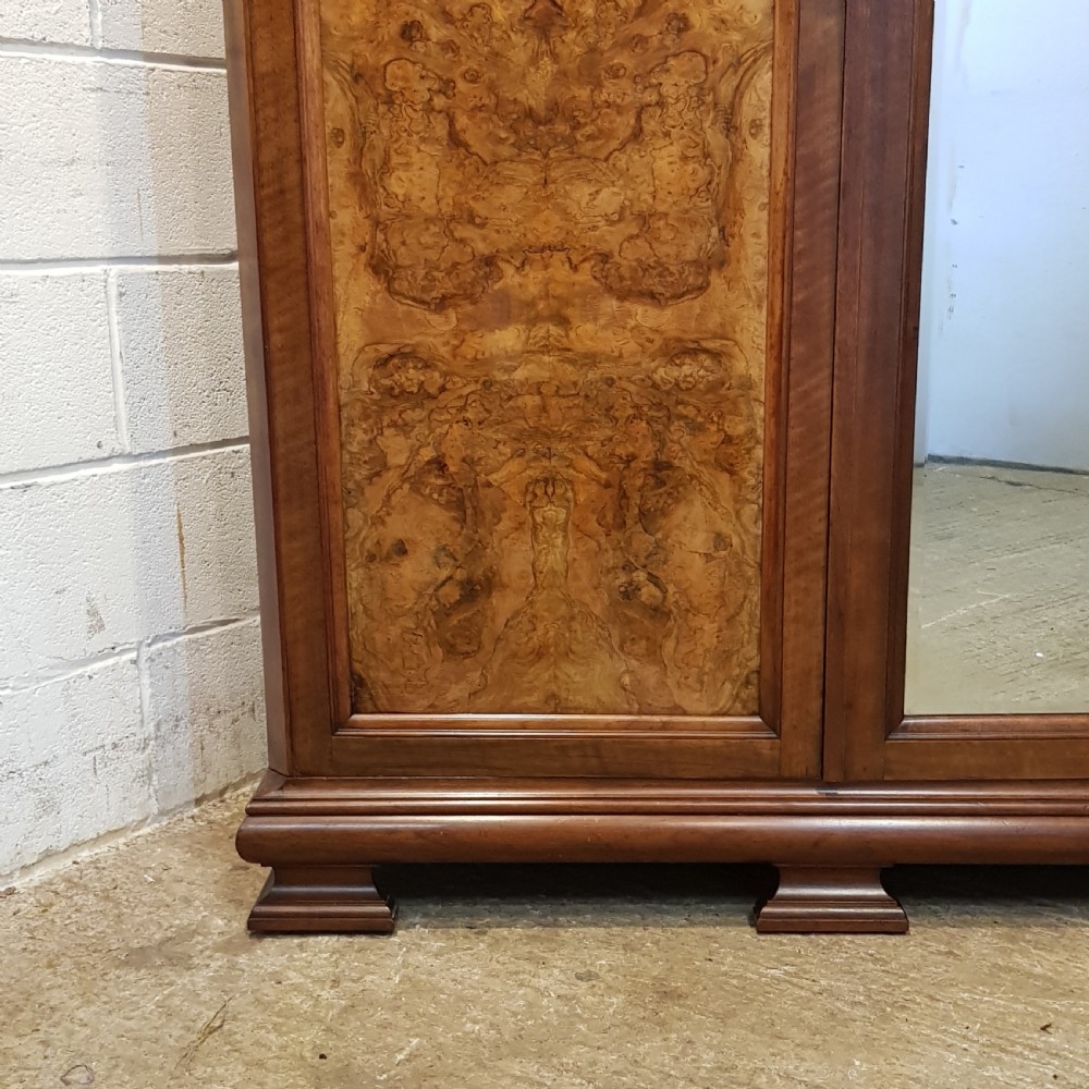 ANTIQUE ART DECO BURR WALNUT TRIPLE WARDROBE C1920 View IV