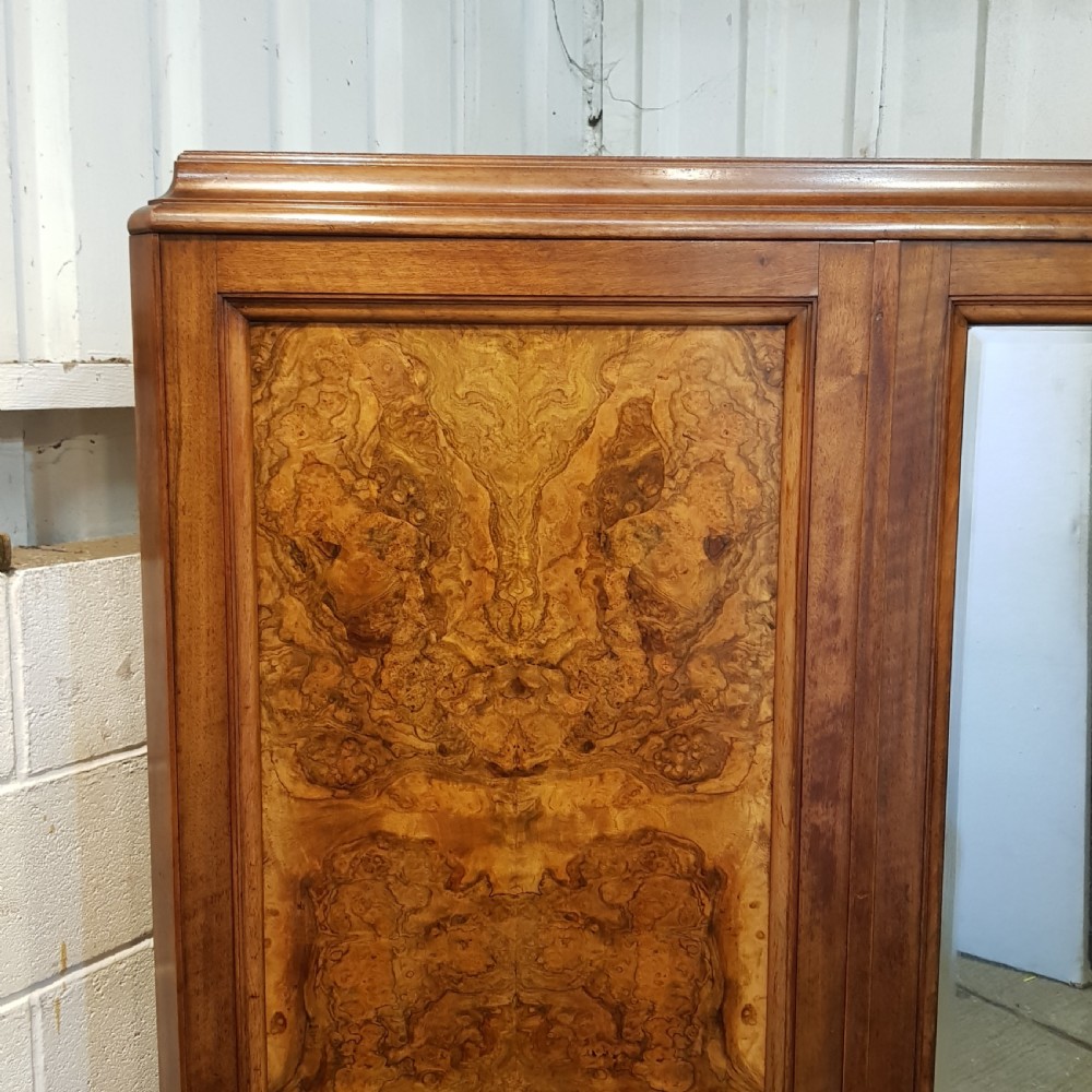 ANTIQUE ART DECO BURR WALNUT TRIPLE WARDROBE C1920 View V