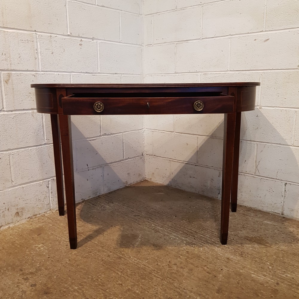 ANTIQUE REGENCY INLAID MAHOGANY D END CONSOLE TABLE C1820 View II