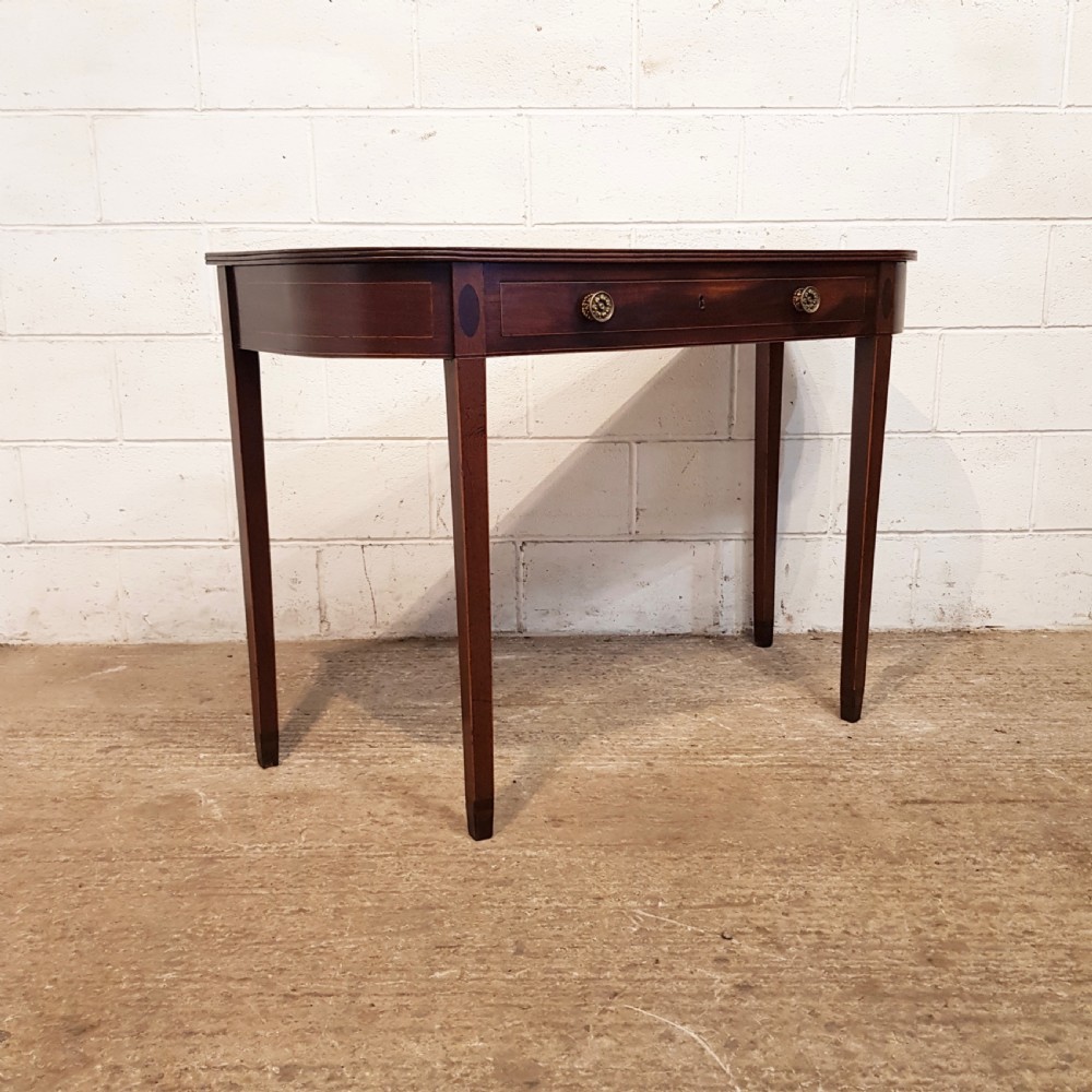 ANTIQUE REGENCY INLAID MAHOGANY D END CONSOLE TABLE C1820 View IV