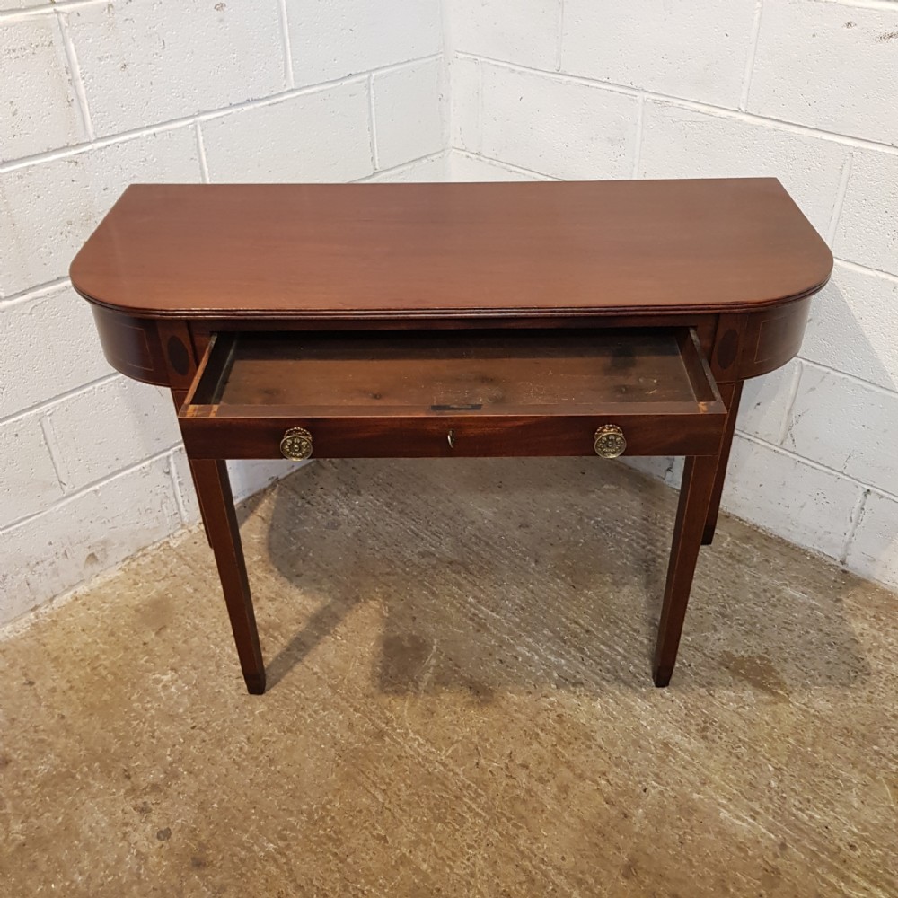 ANTIQUE REGENCY INLAID MAHOGANY D END CONSOLE TABLE C1820 View VIII